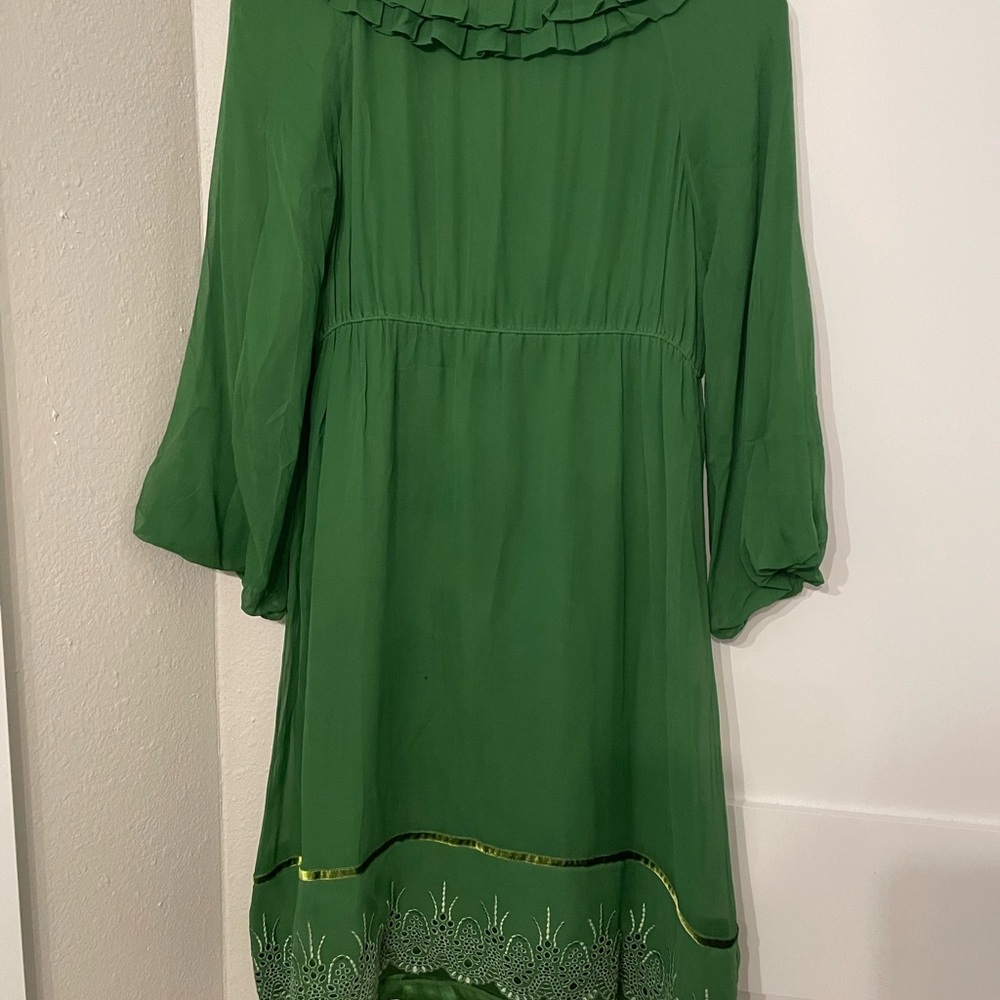 Diane Von Furstenberg 100% Silk Green Dress - Sz 6 - Picture 4 of 11